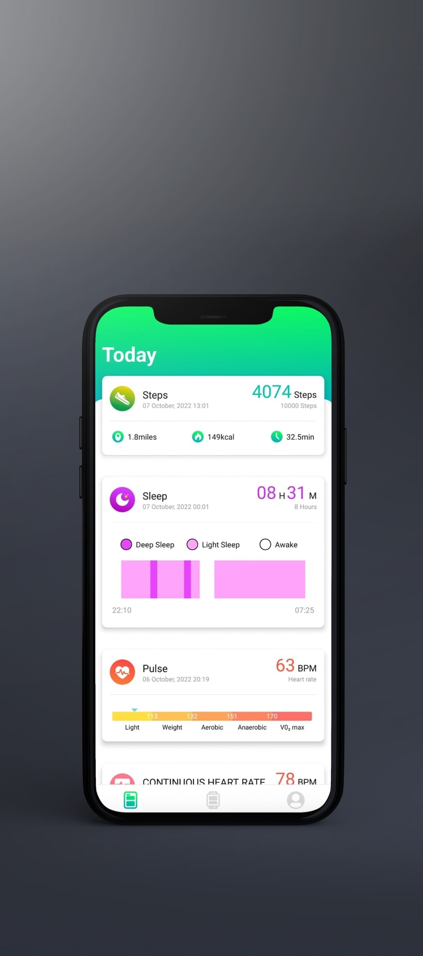 Health monitor option in Model E smart watch